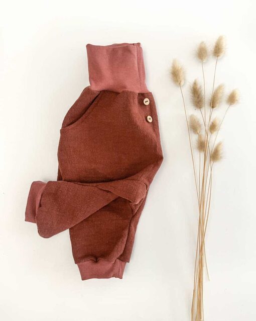 kurze Knickerbocker Baby Windelhose, Kinderhemd und Pixie aus atmungsaktivemLeinen